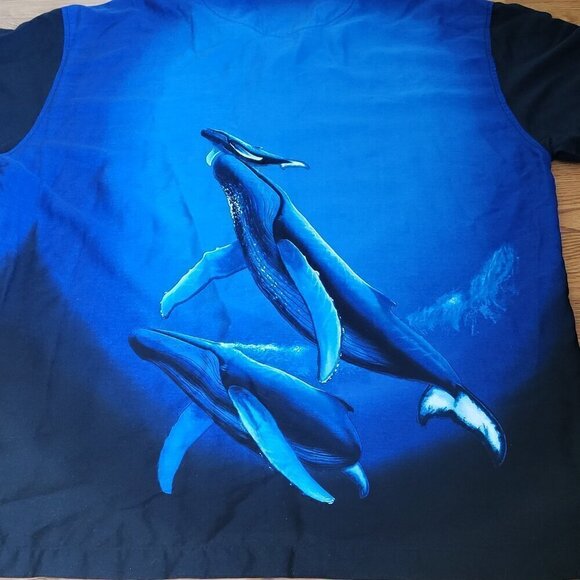 Robert Wyland Bluewater Ocean Whale Wall Mural Signature Hawaiian Shirt Large - Picture 13 of 13